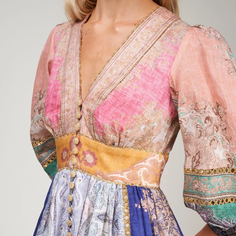 Bohemian Patchwork Midi Dress